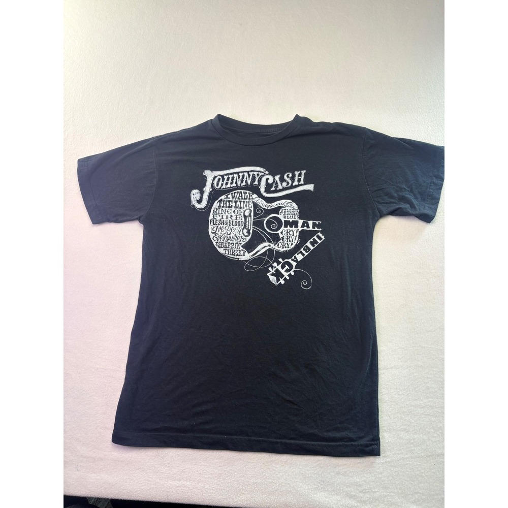 Johnny Cash Graphic T-Shirt Mens XL Black Excellent Guitar Song Titles 2018
